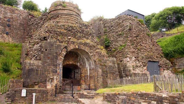 Blast furnesses at Blaenavon Ironworks, Monmouthshire.