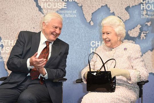 Queen Elizabeth and David Attenborough.