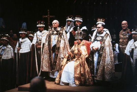 Queen Elizabeth II after her coronation ceremony in Westminster Abbey, London. (Photo by Hulton Archive/Getty Images)