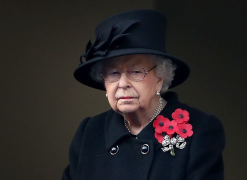 Queen Elizabeth II by the cenotaph in London, on Remembrance Day in 2020.