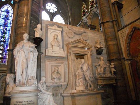 The South Transept, at Westminster Abbey, also known as Poet\'s Corner.